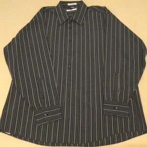 New-Geoffrey Beene Men's Striped Black Shirt